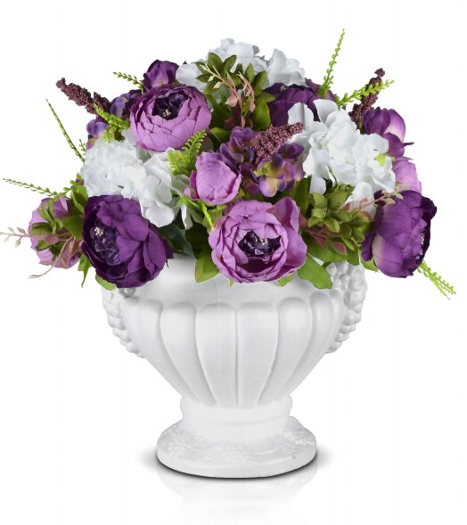 Ваза с гортензиями белая размер: высота 60см, шири [01089544]