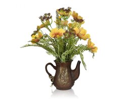 Цветочная композиция в глиняном чайнике , размер: [01095623]