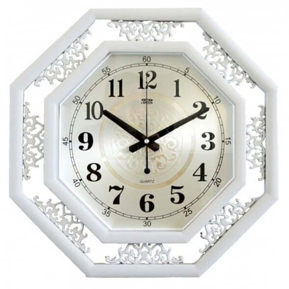 7573k WS бел-серебро (в кор.10шт.) - Часы настенны [01085182]