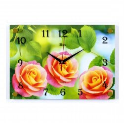 2535-1051 (в кор.10шт.) - Часы настенные&amp;quot;Три розы&amp;quot; [01072306]