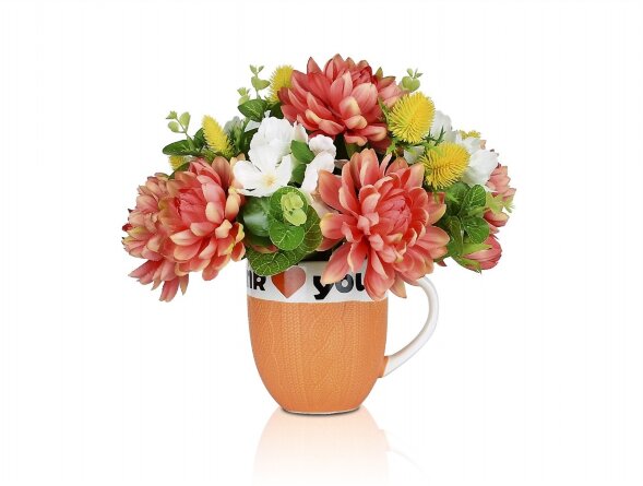 Цветочная композиция КРУЖКА, размер: высота 25 см, [01099491]