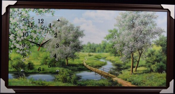 50х100 Si-447-G - Часы-картины настенные в багете [01074416]